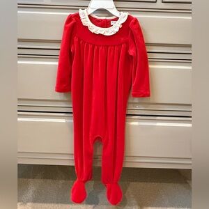Ralph Lauren Red Footie with White Collar 9months!